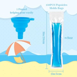 MAQIHAN 150 Popsicle Bags Sealable BPA-free - 230ml Yogurt Popsicle Tubes Homemade bolsitas para bolis de hielo Ice Candy Plastic Bags Disposable Juice Alcohol Liquor Smoothie Lolly Pop Mold Kid Party