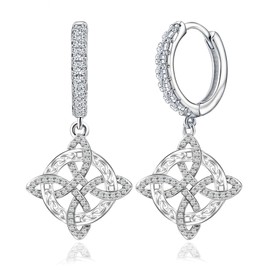 Witches Knot Earrings S925 Sterling Silver Vintage Irish Celtic Witch Knot Huggie Earrings Cubic Zirconia Witchy Nudo de Bruja Plata Irish Wiccan Jewelry Gift for Women Men Christmas Birthday