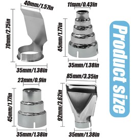 4Pcs Heat Gun Nozzles Kit, Heat Gun Accessories, Stainless Steel Reflector Nozzle, Hot Air Gun Soldering Station Nozzle Tool