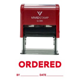 Ordered by Date Self Inking Rubber Stamp (Red Ink) - Large
