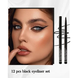 Matte Black Eyeliner Pencil, Waterproof Long- lasting Waterline Gel Eyeliner, Eye Liner for Older Women 60 Plus, Delineador de ojos Contra El Agua, Retractable Eyeliner Pen for Women and Girls- #01