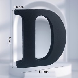 AOCEAN 6 inch Black Wood Letters Unfinished Wood Letters for Wall Decor Decorative Standing Letters Slices Sign Board Decoration for Craft Home Party Projects (D)