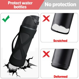 Noiimiy Silicone Protector with Handle for Owala Freesip Water Bottle 24 oz, Water Bottle Carrier Grip Accessories for Running Bike, Gym Or Jogging (Black)
