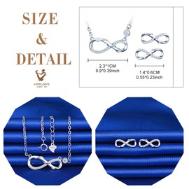 CPSLOVE Women's / Girls' Necklace Earrings, Infinity Symbol Animals Jewellery Sets, 925 Silver Necklace Earrings, Infinity Symbol Pendant Earrings, Inlaid Zircon, Adjustable Chain Length, Sterling
