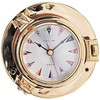 HS 5.5" Polished Brass Quartz Porthole Clock w/Nautical Flag Face