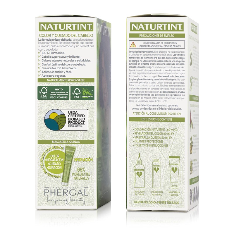 NATURTINT Biobased, ammonia-free colouration, 6.31 intense almond brown, 100% grey