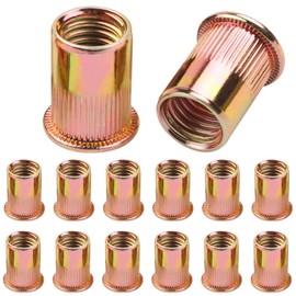 100 Pcs Rivet Nuts M4, Leryati Zinc Plated Threaded Rivet Inserts Flat Head Carbon Steel Blind Rivnuts, Nutsert Rivnuts Kit M4 Nut Pitch-0.7mm