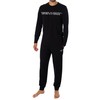 Emporio Armani Men's MEGALOGO Long Pajamas Set, Nero, S