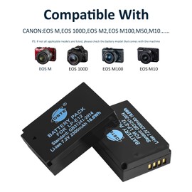 DSTE 2-Pack LPE12 LP-E12 Battery + Rapid Dual Charger Compatible with Canon EOS M M2 M10, M50, M50 Mark II, M100 M200, Rebel SL1, PowerShot SX70 HS Cameras