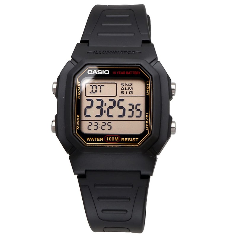 Casio W-800 Series Standard Digital Men's Watch, Gold LCD W-800HG-9AV