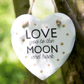 Sass & Belle Love You to the Moon Golden Stars Heart Plaque