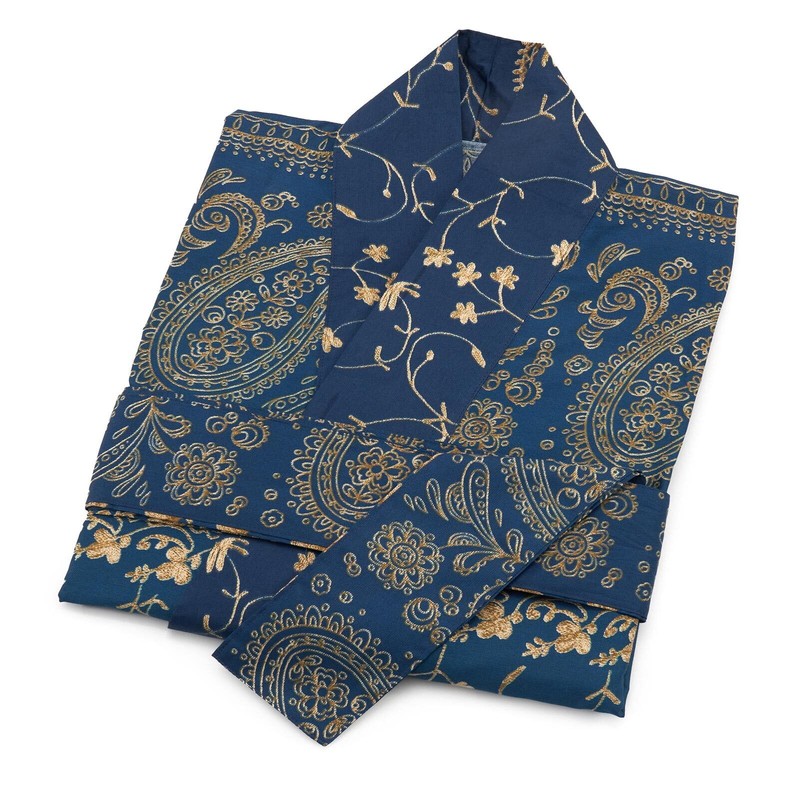 Bassetti Satin Kimono Unisex Comfortable Lightweight Chic Breathable, blue