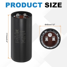 sourcing map CD60 Capacitor 430-516 UF/Mfd, 250 VAC CD60 Run Motor Start Capacitor for Electric Fan Motor Starting Well Pump, Black