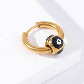 Nap Earrings Evil Eye Earrings Evil Eye Huggie Hoop Earrings for Women Stainless Steel Huggie Hoop Earrings Small Round Circle Wire Evil Eye Earrings Dainty Jewelry Gifts, Metal, Rhinestone