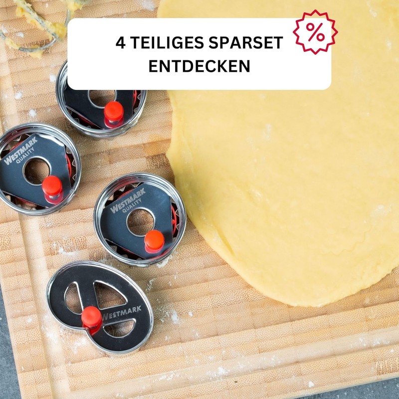 Westmark Linzer Keks-Ausstechform, Plätzchenstecher, Herz, Mit Auswerfer, Rostfreier Edelstahl/Kunststoff, Weihnachten,