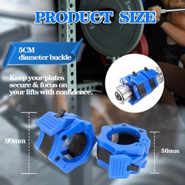 TOEECY Pack of 2 Dumbbell Clasps, 50 mm, Dumbbell Quick Release Barbell Clamp, Barbell Closure for Safe Training and Quick Change Weight Plates