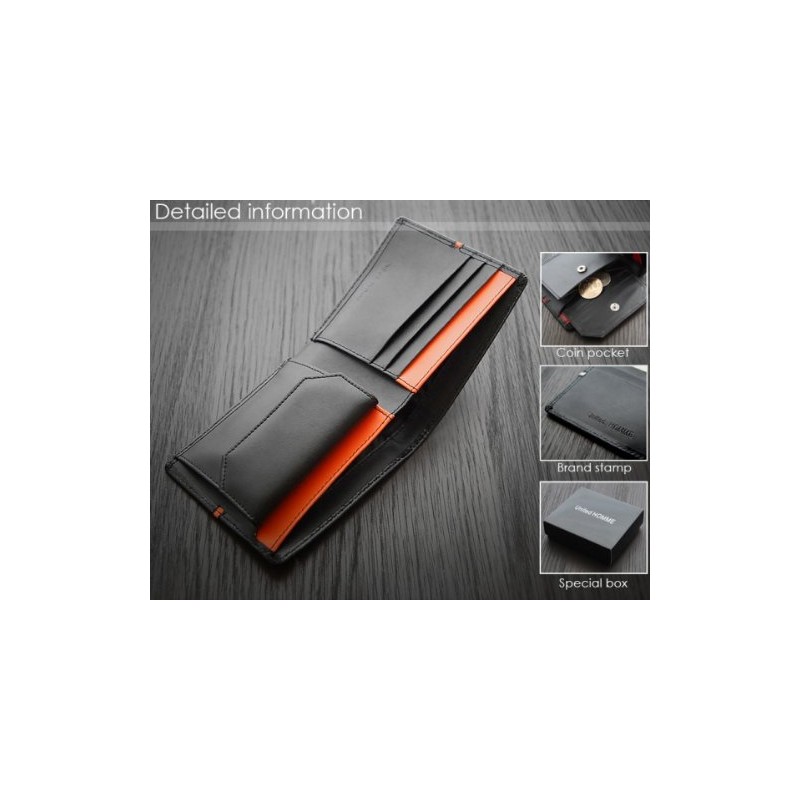 United HOMME UH-1073 Bifold Wallet Horsehide x Center Line, orange
