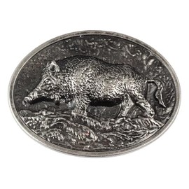 Fachoice Wild Pig Belt Buckle for Men Hog Boar Belt Buckle,Vintage Pig Animal Belt Buckle Men’s Punk Pig Hog Western Belt Buckle (Silver)