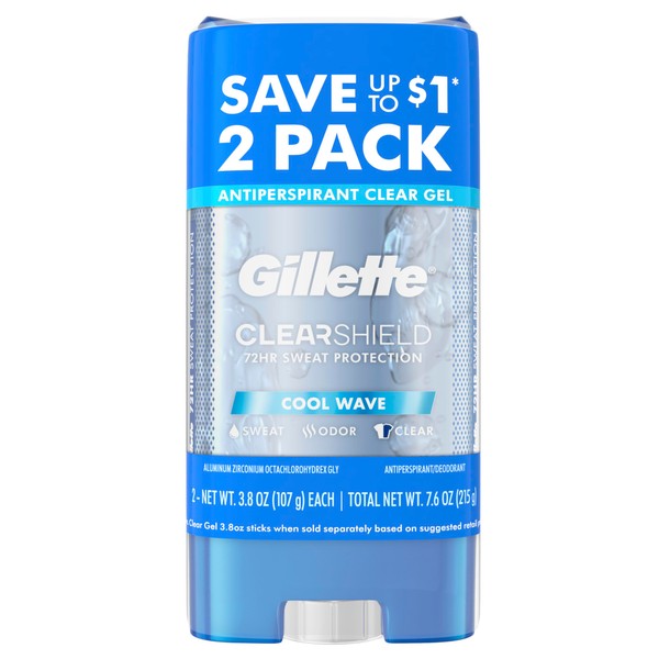 Gillette Antiperspirant and Deodorant for Men, Clear Gel, Cool Wave