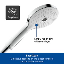 Duravit Universal Shower Head, Handheld Shower Head with 3jet Types (Rain, Pulse, Mono), Shower Head Round (Ø 120 mm), Easy to Clean, Chrome/White