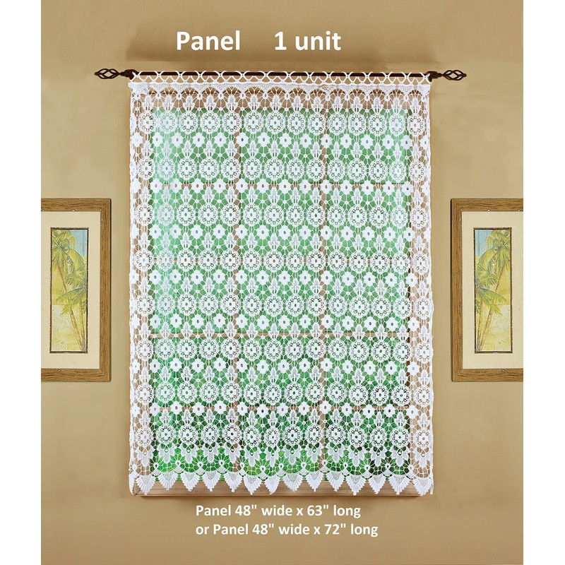 Today's Curtain Medallion Macramé Panel 63",White,48W x 63L