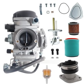 YJGZSVK Carburetor For Yamaha Bruin 250 2005-2006 Big Bear 250 YFM250B 2007-2009 Replaces 1P0-E4101-01-00 1P0-13586-00-00 3JN-24500-10-00 Intake Manifold Fuel Valve Petcock Air Oil Filter