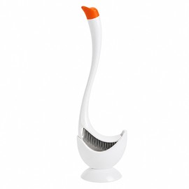Swan Toilet Brush Set for Bathroom - Long Handle Dense Bristle Toilet Bowl Cleaner with Matching Holder, White Cartoon Design