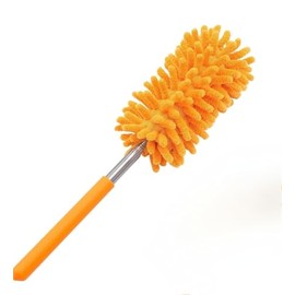 Zubebe 16 Pcs Microfiber Dusters for Cleaning Mini Duster with Telescoping Extension Pole Washable Extendable Duster Detachable Dusting Brush for Cleaning Car Window Ceiling Furniture (Orange)