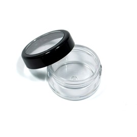 5x 10ml Döschen Tiegel Dosen Leerdöschen transparent mit schwarzem Schraubverschluss für Nailart und Nageldesign RM Beautynails