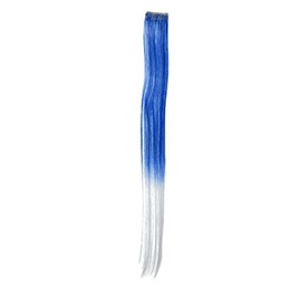 WIG ME UP - YZF-P1S18P-T2512/1001 One Clip Clip-In extension strand highlight straight micro clip, 1,5 inch wide, 18 inches white and dark blue ombre mix