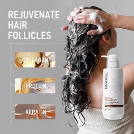 NAVENSI Hair Care Set, Natural Collagen Treatment, Shampoo, Conditioner and Argan Oil, 4 Pieces