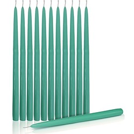 Dripless Taper Candles 15" Inch Tall Wedding Dinner Candle Set of 12 Turquoise