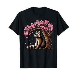 Japanese Raccoon Cherry Blossoms Sakura Kawaii T-Shirt