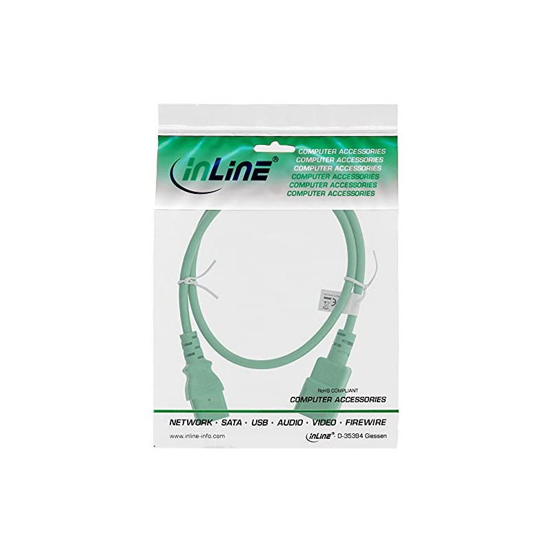 InLine® IEC Extension C13 to C14, Green, 2 m