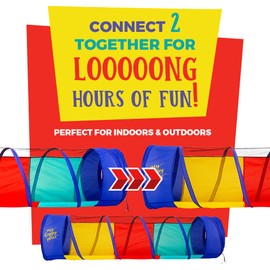 Kiddey Play Tunnel Pop Up Tunnel Toys for Toddlers, Kids Multicolored Tunnel for Indoor/Outdoor Fun, Crawl & Play, Obstacle Course for Kids Gifts for Toddlers - Balls Not Included (2 Pk)