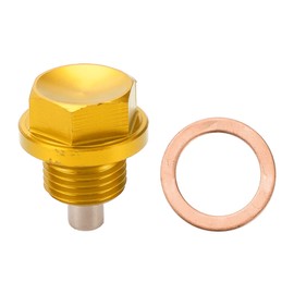 Motoforti Universal Oil Pan Screw Oil Drain Plug Sump Drain Nut Bolt, M18x1.5, Aluminium Alloy, Gold Tone, 1 Set