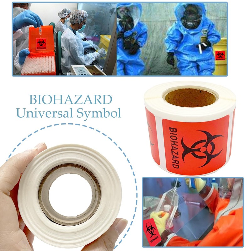 Biohazard Danger Safety Warning Label - 4"x 4" Waterproof Self