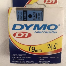 DYMO Labels - Black print on Blue tape, 19mm 3/4'' W x 23' L, 1 catridge (45806)