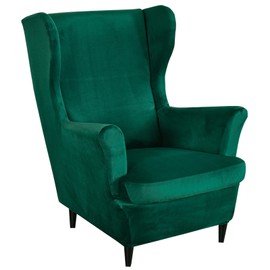Mingfuxin Wingback Chair Covers 2 Piece Set Stretch Wing Chair Cushion Sofa Slipcover, Removable Velvet Wing Back Armchair Slipcovers Furniture Protector for Living Room Bedroom Hotel