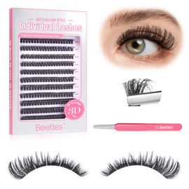 Beetles Lash Clusters 80D Eyelash Clusters 280pcs Individual Lashes D Curl 9-18mm Cluster Eyelash Extensions 3D False Eyelashes DIY Volume Fluffy Cluster Lashes (C030, 80D, 9-18mm)