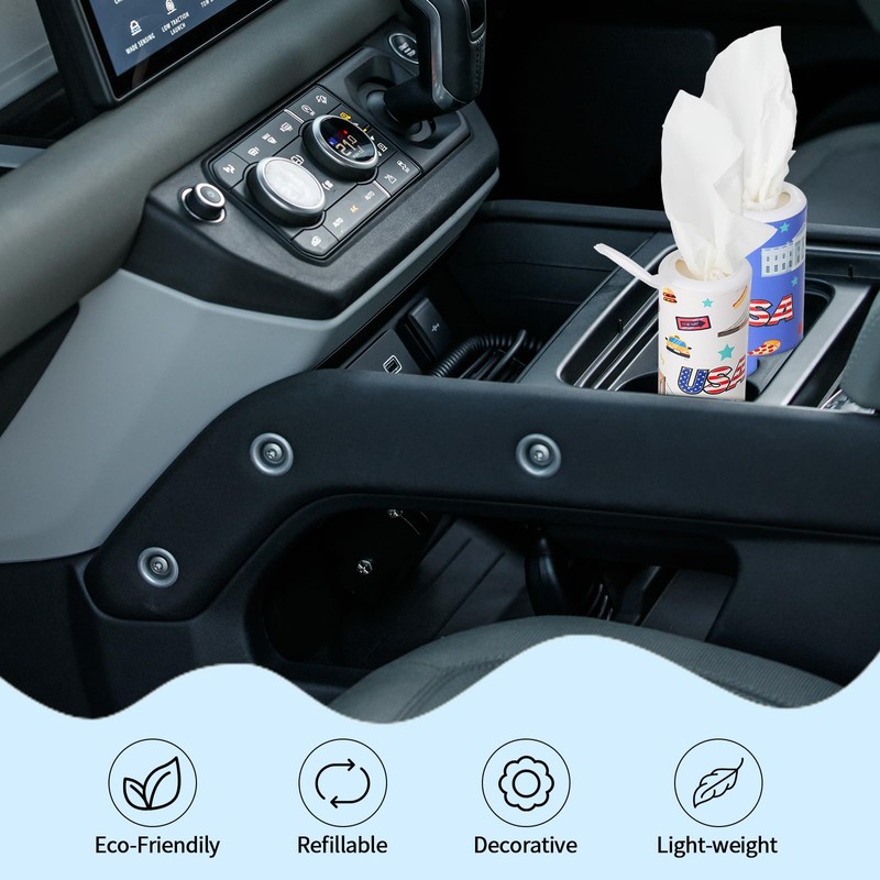 Car Tissues Cylinder 4 Packs Round Tissue Box Holder Perfect