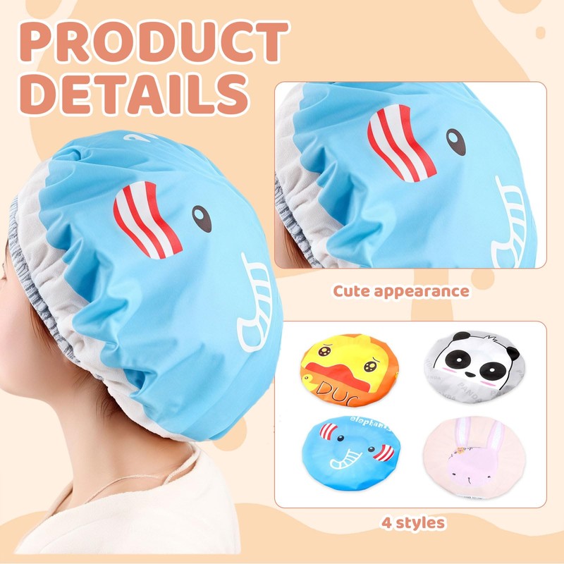 EUYKQNOI 4 Stück shower cap badehaube damen Duschhaube,Wasserdichte Duschhauben Damen,