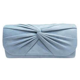 Leah Ward Women's Wedding Clutch Bag Large Bow Soft Handbags Evening Purse (B-Blue)