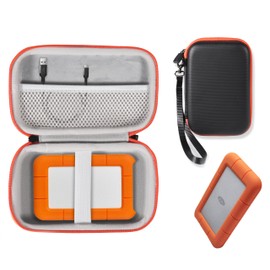 Alltravel Case for LaCie LAC9000298 Rugged Mini 1TB, 2TB, 5TB External Hard Drive Portable HDD (Rugged Black with Orange Zip)