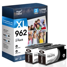 L2KB Remanufactured 962XL Black Ink Cartridge Replacement for HP 962 Ink Cartridges Works with HP Officejet Pro 9015/9015e 9025/9025e 9020/9020e 9018/9018e 9010/9010e OfficeJet 9012/9012e (BK C M Y)