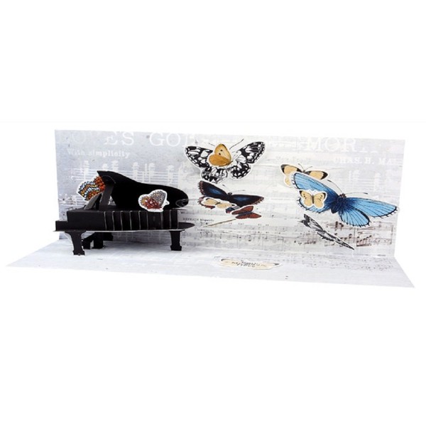 Up With Paper Panoramics Pop-Up Audio Greeting Card by Popshots Studios - Grand Piano, multi colored (A226AUD)
