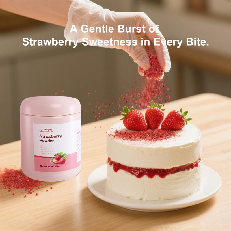 Strawberry Powder, Organic Strawberry Powder, 16oz / 454g, Natural Freeze-Dried,