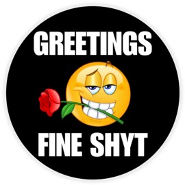 Kiwi Gifts Greetings Fine Shyt - 10 Pack Circle Stickers 3 Inch - Meme Brain Rot Smiley