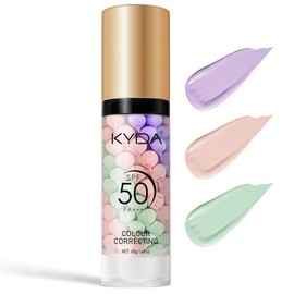 KYDA 컬러 코렉팅 프라이머, SPF 메이크업 50 PA++, 세럼, 보습 원스텝 브라이트닝 균일한 피부 톤, 오일 컨트롤 보정기, 퍼플 핑크 그린 KYDA Color Correcting Primer, SPF Makeup 50 PA++, Serum, Moisturizing One-Step Brightening Even Skin Tone, Oil Control Corrector, Purple Pink Green [1 Purple Pink Green]