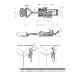 Adjustable Latch Buckle Cabinet Boxes Lever Handle Toggle Catch Latch Lock,Silver,Adjustable Range:97-123mm,2 Pcs